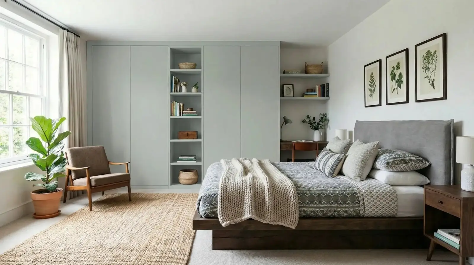 AI visualization of Sahara Creme paint applied to a bedroom wardrobe in RenoViz.